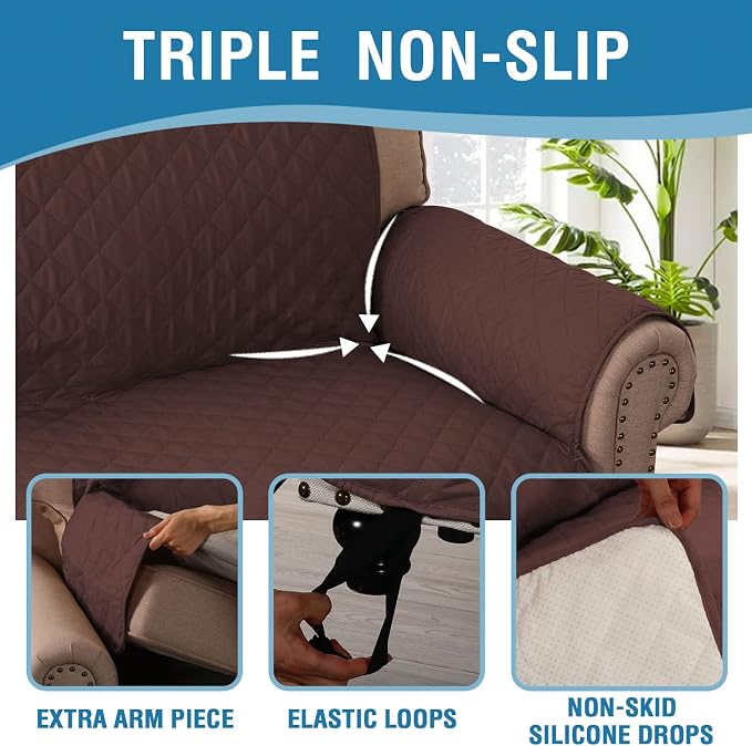 H.VERSAILTEX Sofa Slipcover Sofa Cover 100% Waterproof Couch Cover with Elastic Straps Furniture Protector for Pets Kids Children Dog Cat(Oversized Sofa, Chocolate) - Image 7