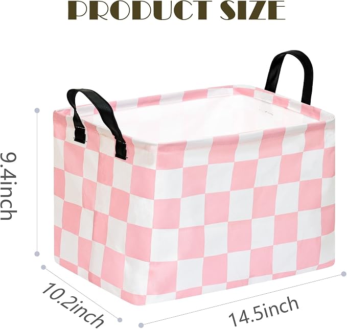Kids Storage Basket Gift Basket for Girls Toy Organizer Nursery Bedroom Decor Waterproof Lined with Handles Pink Laundry Hamper - Image 2