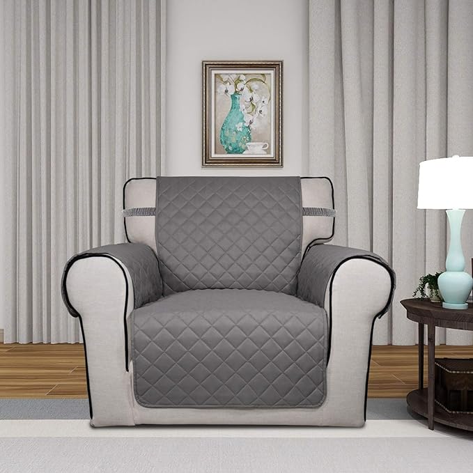 PureFit Reversible Chair Sofa Cover Dog Couch Covers for Sofa, 25.5 in | Gray/Light Gray, Water Resistant Couch Protector, Washable Pet Couch Cover with Non Slip and Elastic Straps For Kids - Image 2