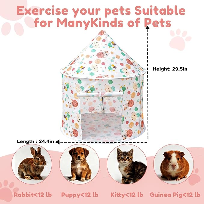 Cat Bad Pop Up Collapsible Yurt Tent, Pet Rest Hut for Indoor | Foldable Cats Cave Hideout Pet Toys ,Cat Rest Hut for Bunny, Guinea Pig, Ferrets, Puppy - Image 2