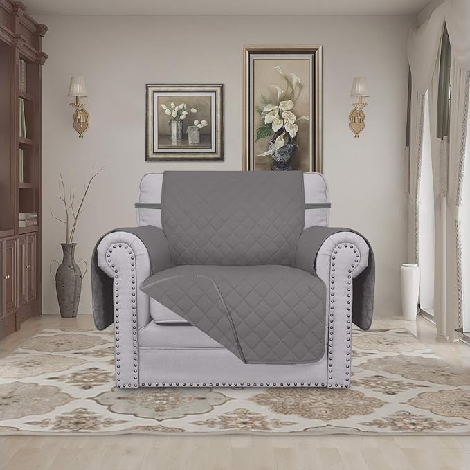 Easy-Going Reversible Couch Cover, Small Chair, Gray/Gray | Machine Washable Slipcover For Dogs, Water Resistant Furniture Mat For Living Room, Non-Slip Sofa Cover, Pet Friendly - Image 2