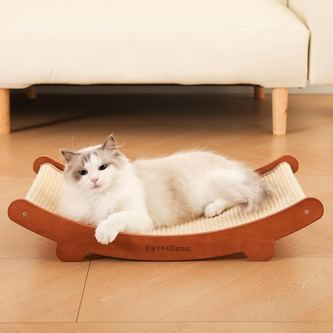 Sisal Cat Scratcher Bed Shaped U, Beech Wood Cat Scratching Pad Indoor cat Toy,Durable Cat Scratcher,Wooden Cat Furniture Protector, Large Cats Scratcher Lounge,Clawing and Play - Image 2