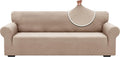 XINEAGE Stretch Jacquard XL Sofa Cover, Non Slip Sofa Slipcover for Dog | High-Stretch Fabric. Wear-Resistant, Pet Friendly. Easy Install & Washable for Living Rooms, Offices.Khaki by XINEAGE
