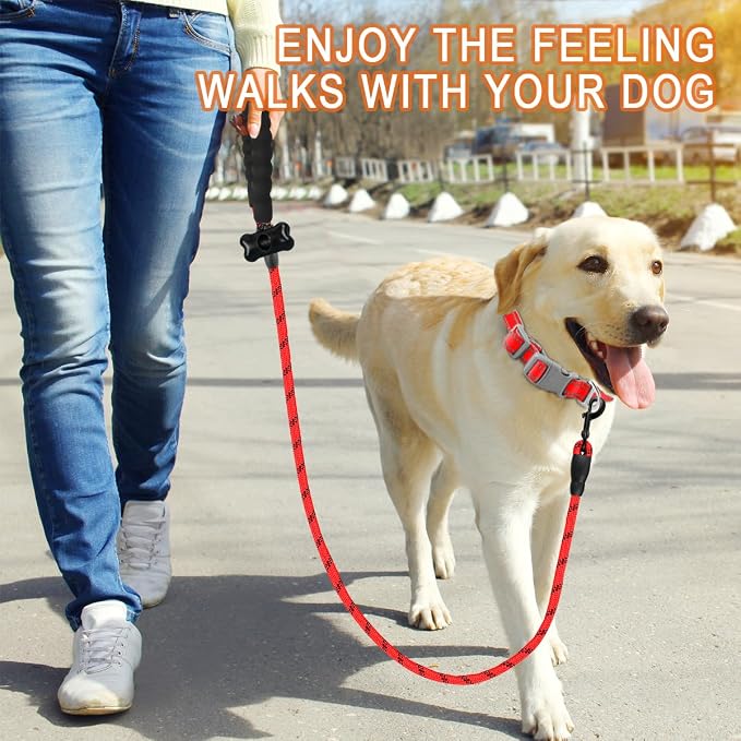 BARKBAY Dog Leashes for Large Dogs Heavy Duty Dog Leash 2 Pack 5 FT with Comfortable Padded Handle Highly Reflective Threads for Medium Large Dogs Walking Training Running (5FT-1/2,Red+Black) - Image 7