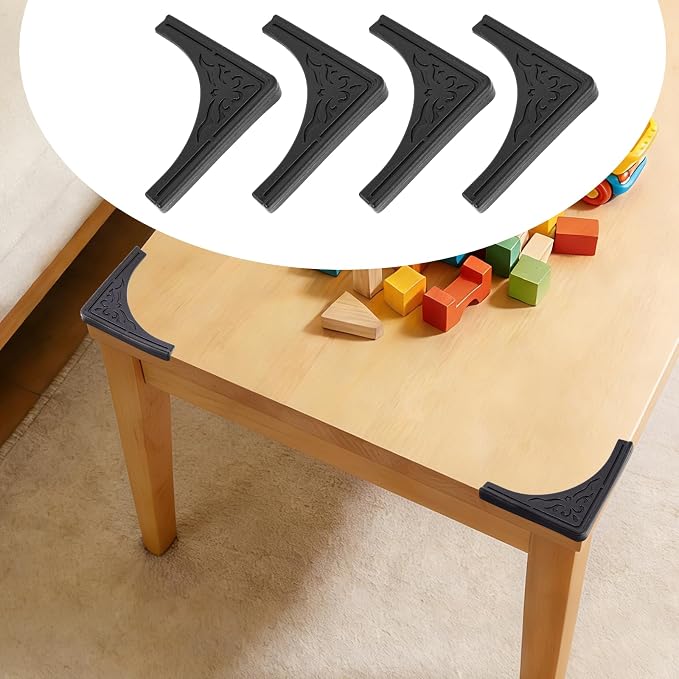 4 Pcs Safety Soft Corner Protectors Guards,Table Corner Protectors Proof Corners and Edge Protectors for Furniture Bookcases Drawers (Soft Black) - Image 6