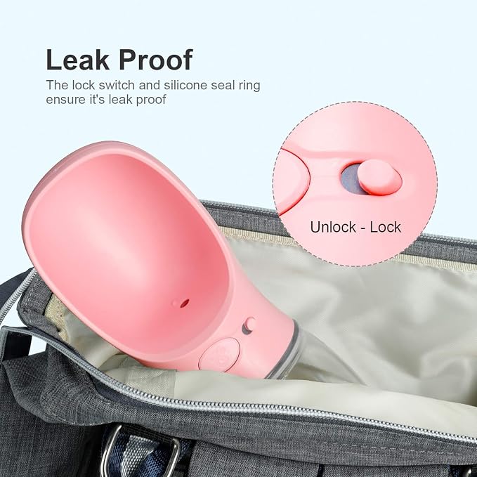 DEYACE Dog Water Bottle, Leak Proof Portable Pet Water Bottles for Dogs, Puppy Water Dispenser with Drinking Feeder for Travel (Pink 12oz) - Image 5