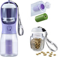 Cibaabo Dog Water Bottle with Food Container & Poop Bag Holder & Filter | Feeding & Hydration & Waste All in One | Travel Puppy Water Bowl | Portable Pet Dispenser | Girl Dog Accessories for Walking by Cibaabo
