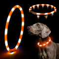 HIGO LED Dog Collar, Rechargeable Light Up Dog Collars, Lightweight Silicone Pet Safety Collar Lights for Night Walking (Orange-Silicone) by Higo