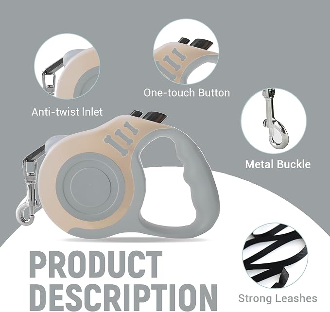 Retractable Dog Leash Automatic Telescopic Tractor Dog Tape | Pet Tape 10/16 FT Durable and Convenient, with Non-Slip Handle, Suitable for Small and Medium-Sized Dogs - Image 5