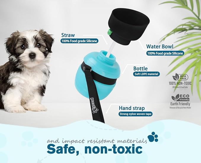 Pecute Portable Dog Water Bottle, 2 in 1 Cat Dog Travel Water Bottle Bowl Leakproof with Double Seal, BPA Free, Lightweight, Pet Small Animal Water Bottel Dispenser for Outdoor Walking Hiking Travels | Leakproof, BPA Free, Lightweight, Puppy Walking Wa... - Image 4