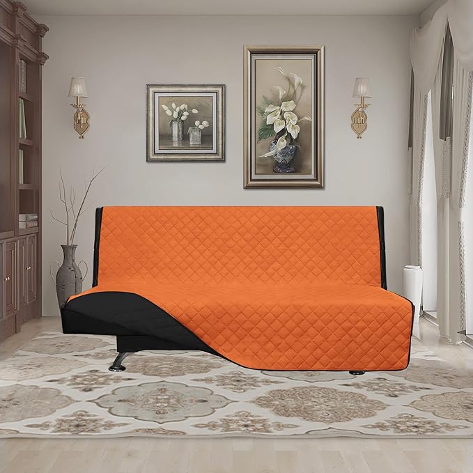 Easy-Going Reversible Couch Cover, Large Futon Sofa, Orange/Black | Machine Washable Slipcover For Dogs, Water Resistant Furniture Mat For Living Room, Non-Slip Sofa Cover, Pet Friendly - Image 2