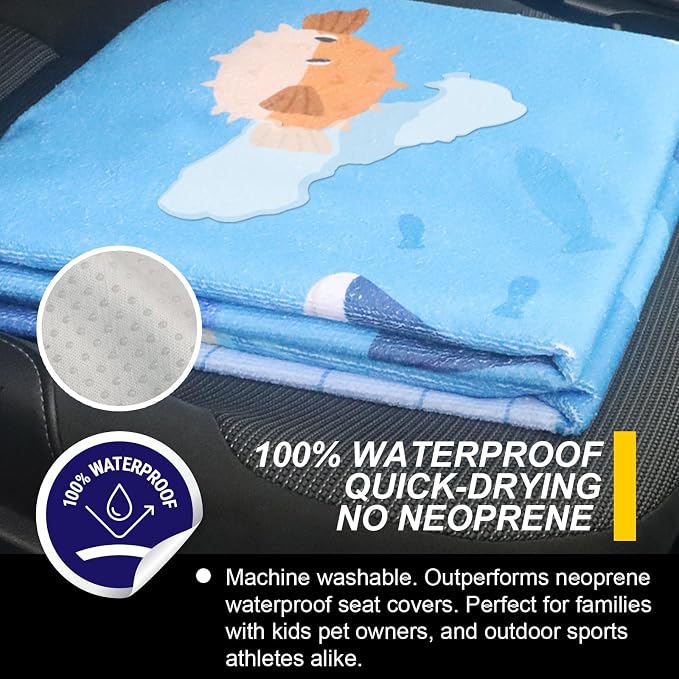 Back Seat Cover for Car Trucks Van SUV Jeep,Waterproof Rear Bench Towel Seat Covers for Dogs and Kids,Automotive Backseat Protector (Seaworld) - Image 3
