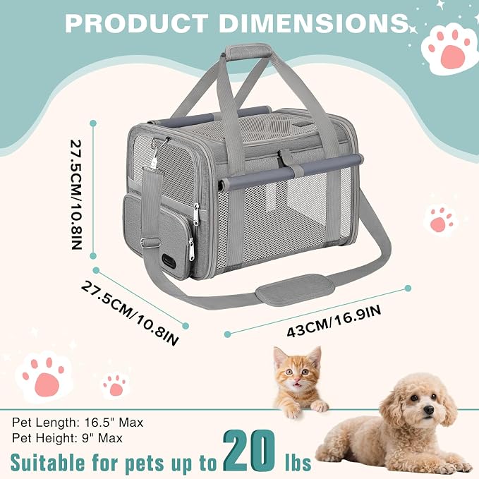Cat Carrier Airline Approved Privacy Portable Top Load Pet Travel Bag | Soft Sided Pet Carriers for Small Cats Dogs Puppy up to 16 Lbs,Collapsible,Zipper Lock,Luggage Sleeve,2 Storage,Washable - Image 4