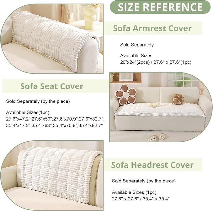 OstepDecor Couch Cover for Dogs, Washable Non Slip Sofa Cover for Pets | Soft Couch Covers for Sofa, Loveseat and Sectional, Furniture Protector Against Pet Hair & Dirt (27.6" x 82.7", White) - Image 3