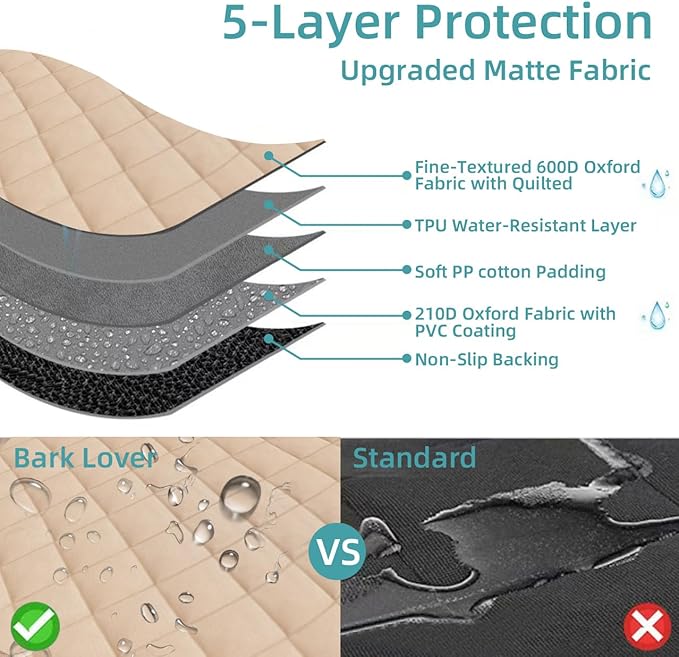 Bark Lover Dog Car Seat Cover for Back Seat Waterproof Backseat Protector, Nonslip Rear Seat Cover for Kids,Universal Size Fits Cars Trucks SUVs (Beige) - Image 7