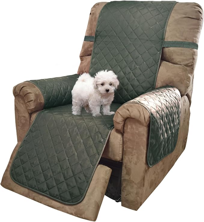 U-NICE HOME Reversible 23''Recliner Small Chair Cover, Grey/Beige | Recliner Cover for dogs Washable, Pet Friendly, Elastic Straps, Water Repellent, Diamond Quilted by U-NICEHOME