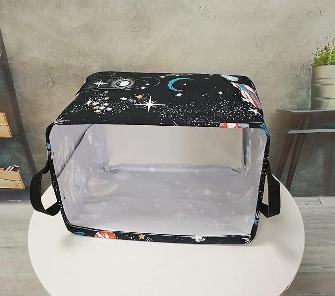 Storage Basket Home Shelf Basket Kids Organizer Box Clothes Laundry Hamper Nursery Bin Gift Laundry Basket with Handles for Home (Black Planet) - Image 3