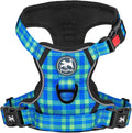 PoyPet Plaid Dog Harness Large, No Pull Vest with Front Clip & Neck Buckle | Padded Handle, Reflective, No Choke, Lockable, 2 Leash Rings, Full Adjustable, for Training Walking, XL, Checkered Blue&Green by PoyPet