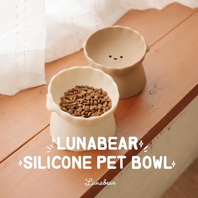 Elevated Dog Bowls, Raised Dog Bowl | Premium Food-Grade Silicone Material, Dog Bowls elevated, Quiet Dog Bowl for Noise-Sensitive Dogs, Non slip (Ivory) - Image 2