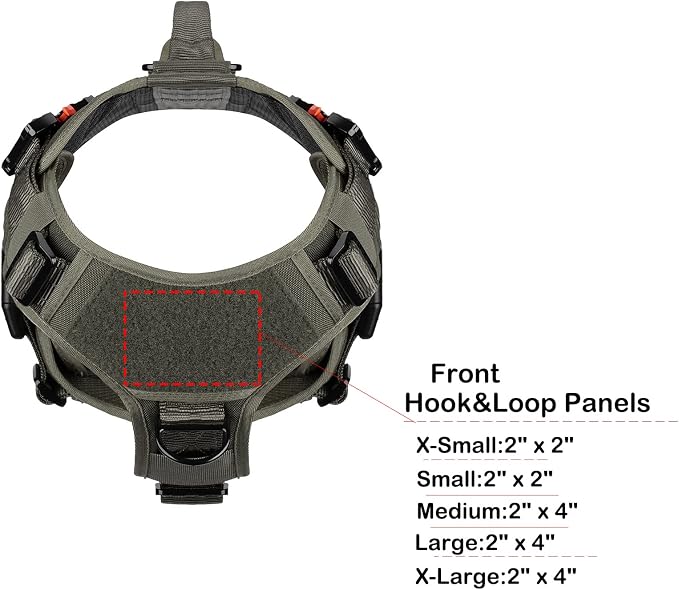 ICEFANG No Pull Tactical Dog Harness for Large Dogs,Adjustable Dog Vest | Control Handle,MOLLE Panel,Front Hook,3 Leash Clips,Soft Padded,for walking training,Green,Large - Image 5