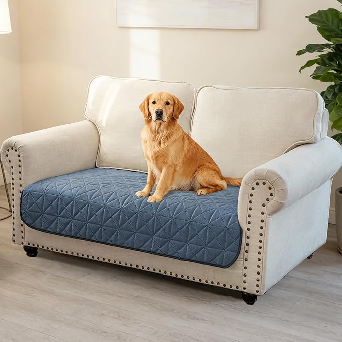 Ameritex Sofa Cover Waterproof for Seats Couch Cover for Dogs Pet Couch Cover Velvet for Chair Loveseat Sofa Machine Washable (Blue, 30x60 Inch) by Ameritex
