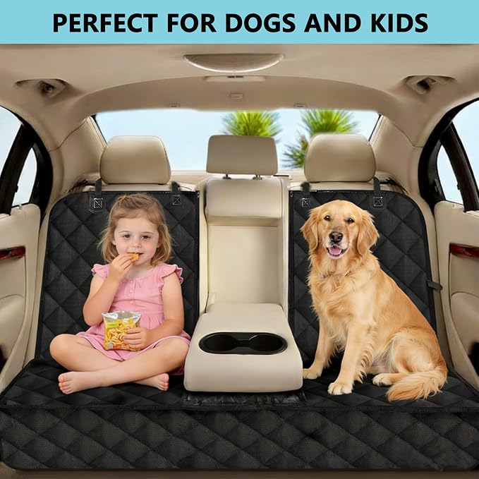 SNZ Dog Car Seat Cover for Back Seat, Waterproof Pet Seat Protector | Scratch-Resistant, Durable Bench Backseat Covers (53” Width) for Most Cars, Trucks & SUVs, Dog Seat Belt & Bowl Included - Image 3