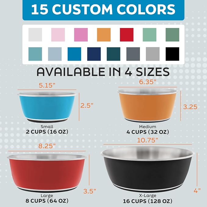 Master Pet Supply Stainless Steel Dog Bowls Set of 2 - Pistachio - 16 Oz | Non-Slip Rubber Base, Basic Dog Food Bowl Water & Food Bowls for Small, Medium, Large Dogs & Cats Metal Dish - Image 5