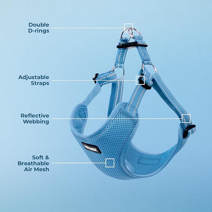 Voyager Step-in Flex Adjustable Dog Harness - Baby Blue, Large | 20 - 25" in Chest, Fully Adjustable, Reflective Bands, All Weather Breathable Air Mesh, Lightweight, Fast Drying - Image 3