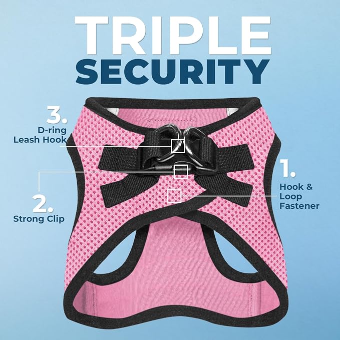 Voyager Step-in Air Dog Vest Harness - Pink/Black Trim, Large | 18- 20.5" in Chest, Reflective Bands, All Weather Breathable Air Mesh, Cats Compatible, Lightweight, Fast Drying - Image 2