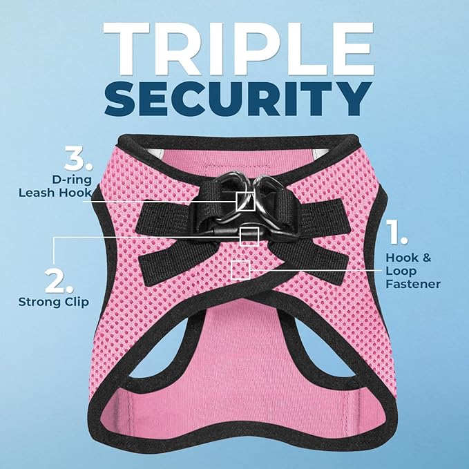 Voyager Step-in Air Dog Vest Harness - Pink/Black Trim, X-Large | 20.5 - 23" in Chest, Reflective Bands, All Weather Breathable Air Mesh, Cats Compatible, Lightweight, Fast Drying - Image 2