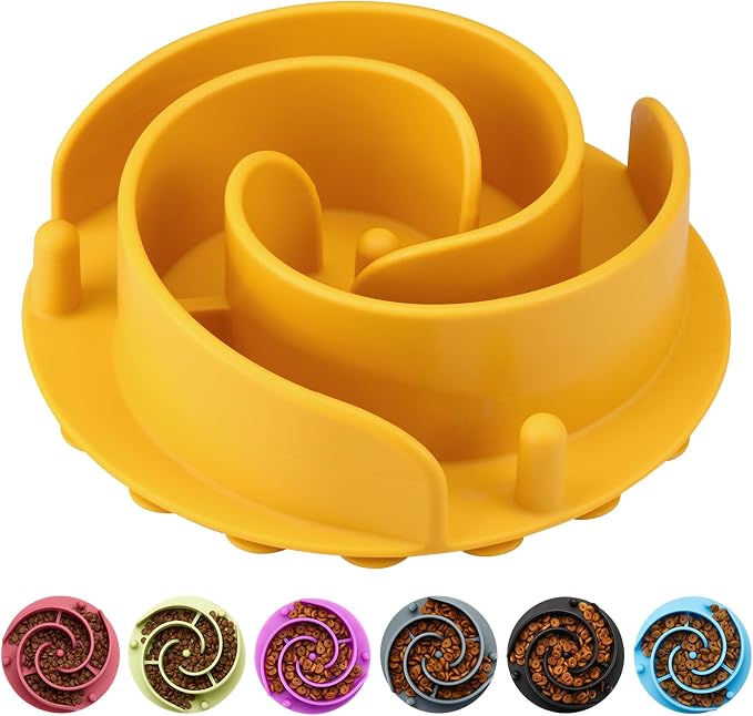 Slow Feeder Dog Bowls Insert, Animire Soft Silicone Slow Eating Dog Food Bowl for Small, Medium and Large Dogs, Compatible with Regular and Elevated Bowls by Animire