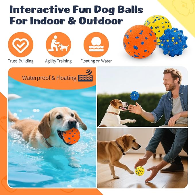 HIPPIH Dog Balls Tennis Balls, Dog Chew Toys for Aggressive Chewers ETPU | 3PCS Interactive Puppy Toys for Teething, 3'' Fetch Ball Water Toy for Small/Medium Breed,High Bouncy & Floating Dog Pool Toy - Image 7