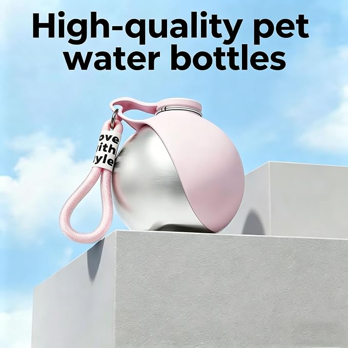 Portable Dog Water Bottle, 304 Stainless Steel Foldable Pet Water Cup, Leak-Proof Travel Water Dispenser with Foldable Silicone Bowl, 285ml Large Capacity for Dogs Cats Outdoor Walking Hiking - Image 7