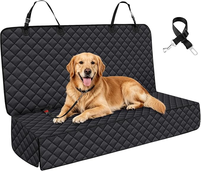 JSTHT Dog Car Seat Covers for Back Seat Waterproof Bench Seat Cover Protector Nonslip Durable Soft Pet Back Seat Covers for Car, Truck, & SUV (Black) by JSTHTCarSeatCoversforDogs