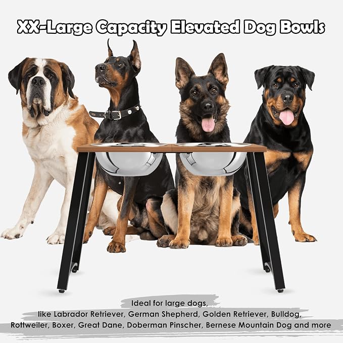 Elevated Dog Bowls for Large Dogs, Extra Large Breed, with Spill Proof Mat, Two 3000ML(13CUPS) Food & Water Bowls, Stable Raised Bowl, 18.1" Tall Dog Bowl Stand for XX Large Dogs - Image 2