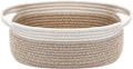 JMvicyroam Small Woven Basket, Empty Gift Basket, White&Oatmeal/1 Pack | Small Gift Basket, Cotton Rope, 12 x 8 x 72 in, Handles, Includes Ribbon and Bag, Birthday Gift Basket by JMvicyroam