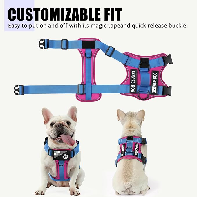 Service Dog Harness, Reflective Dog Vest Harness with 5 PCS Patches, Adjustable Soft Oxford Pet Harness, Inner Layer Mesh, Easy to Control for Small Medium Large Dogs - Image 5
