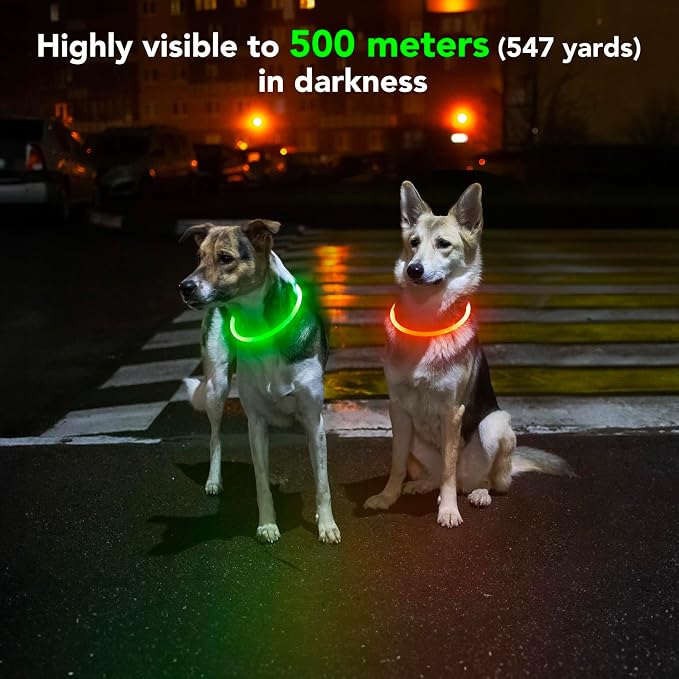 Led Dog Collar - Waterproof Lighted Pet Collar Rechargeable for Night, TPU Cuttable Light Up Doggie Collar for Small, Medium, Large Dogs Walking (Green) - Image 7