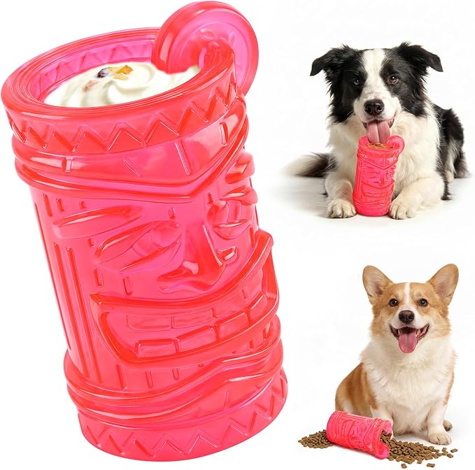 Dog Slow Feeder, Dual Chambers Stuffable Dog Toys, Frozen Treat Enrichment Toy, Treat Dispensing Puzzle Toy for Boredom & Anxiety Relief, Small Medium Large Dogs by LIOOPET