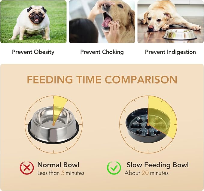 Havniva Ceramic Slow Feeder Dog Bowls, Dog Bowl Slow Feeder | 1.2 Cups Dog Slow Feeding Bowls for Small Dogs, Puzzle Dog Food Bowls for Fast Eater, Pet Slow Feeding Dish, Non-Slip - Image 5