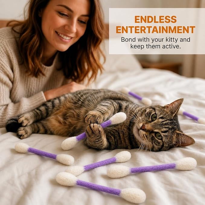 Glaciart One Swabs Cat Toys with Catnip - 6 Pk | Durable for Chew, Cute Cat Toys Interactive Kitty for Boredom, Exercise, & Play | Filled w/Organic Catnip for Anxiety & as Digestive Aid | Gift Idea - Image 5