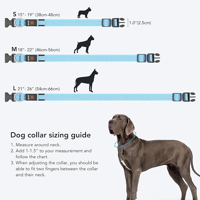Weesiber Light Up Dog Collars - Rechargeable LED Collar - Reflective Adjustable Dog Lights for Night Walking (Blue, Large) - Image 4