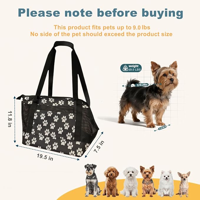 Dog Purse Carrier for Small Dogs with Pocket,Dog Carriers Soft Sided,Pet Carrier Purse for Puppy and Cats Up to16 lbs,Dogs and Puppies Tote Bag Carrier,Collapsible Travel Puppy Carrier - Image 2