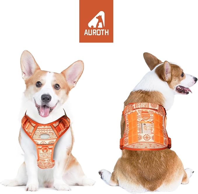 AUROTH Tactical Dog Harness Medium Sized Dog No Pull Adjustable Dog Vest | Heavy Duty with Handle, Breathable Padded, Reflective, Military K9, Easy Control for Working Traning, Army Yellow, Mediun - Image 2