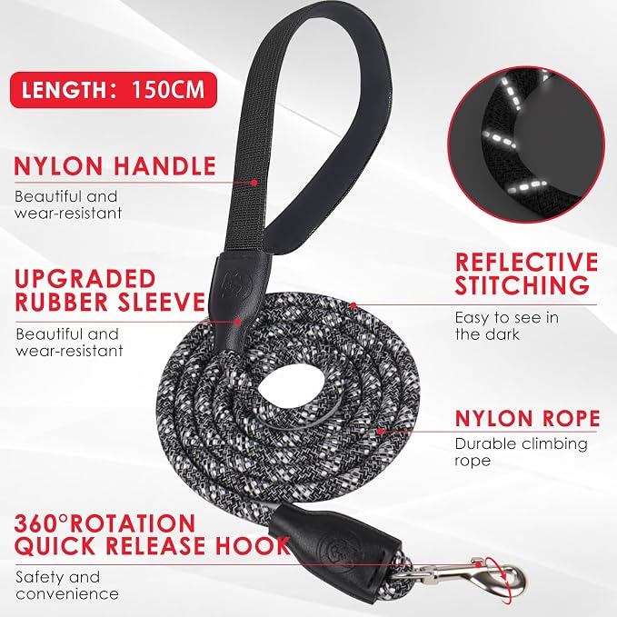 Dog Harness and Leash Set, No Pull Saddle Style Pet Harness, Breathable Mesh Adjustable Reflective Dog Vest for Medium Small Dogs Harness 2 D-Rings, Black, M - Image 3