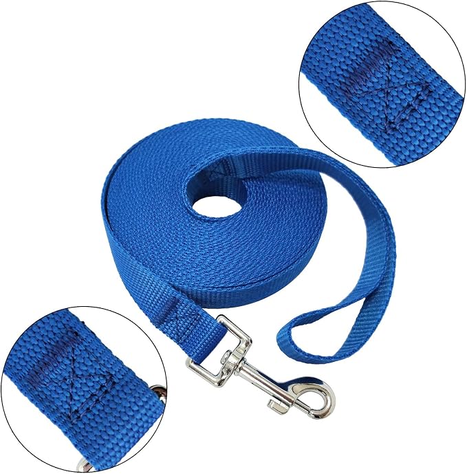Nylon Training Dog Leash for Small Medium Large Dogs, 15ft 20ft 30ft 50ft Long Leash Dog/Puppy Lead for Obedience Recall Training, Camping (20ft, Blue) - Image 2