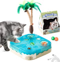 Migipaws 7-in-1 Interactive Cat Toy Motion Activated Indoor Playset with Automatic Pop Bounce Cat Ball, Feather Palm Tree Wand, Catnip Ball & Self-Grooming Cardboard House Rechargeable by MigipawsCreateMoreEnjoymenttoPetsandFamily