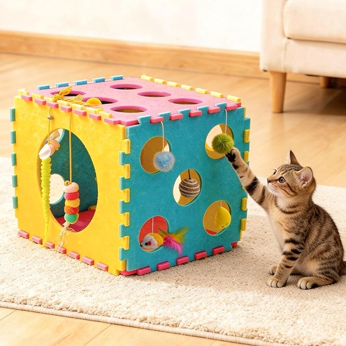 41 Pcs Interactive Cat Toys for Indoor Cats, Kitten Toys with Soft Pillow, Catnip Toys, Chew Rope, Feather Wand, Springs and Balls for Indoor Kittens - Image 4