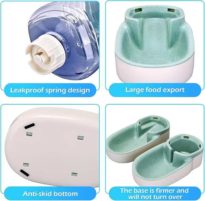 Kacoomi Automatic Dog Cat Feeder and Water Dispenser Gravity Food Feeder and Waterer Set with Pet Food Bowl for Small Medium Dog Puppy Kitten, Large Capacity 1 Gallon x 2 - Image 5