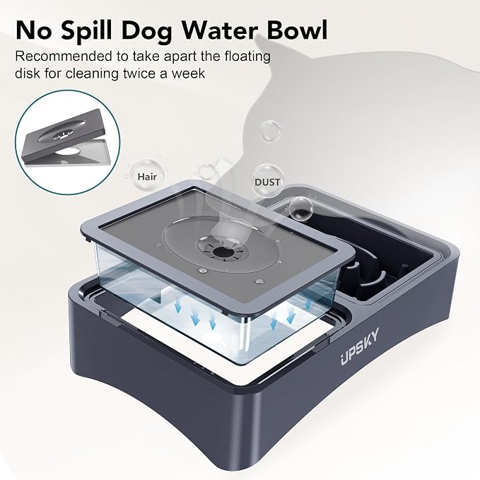 UPSKY 3-in-1 Elevated Dog Bowls Set with 4 Height Adjustable Stand, Blue | 304 Stainless Steel Bowl, No Spill Water Bowl, Slow Food Bowl, Anti-Slip, Dishwasher Safe, Suitable for Small Medium Dogs - Image 5